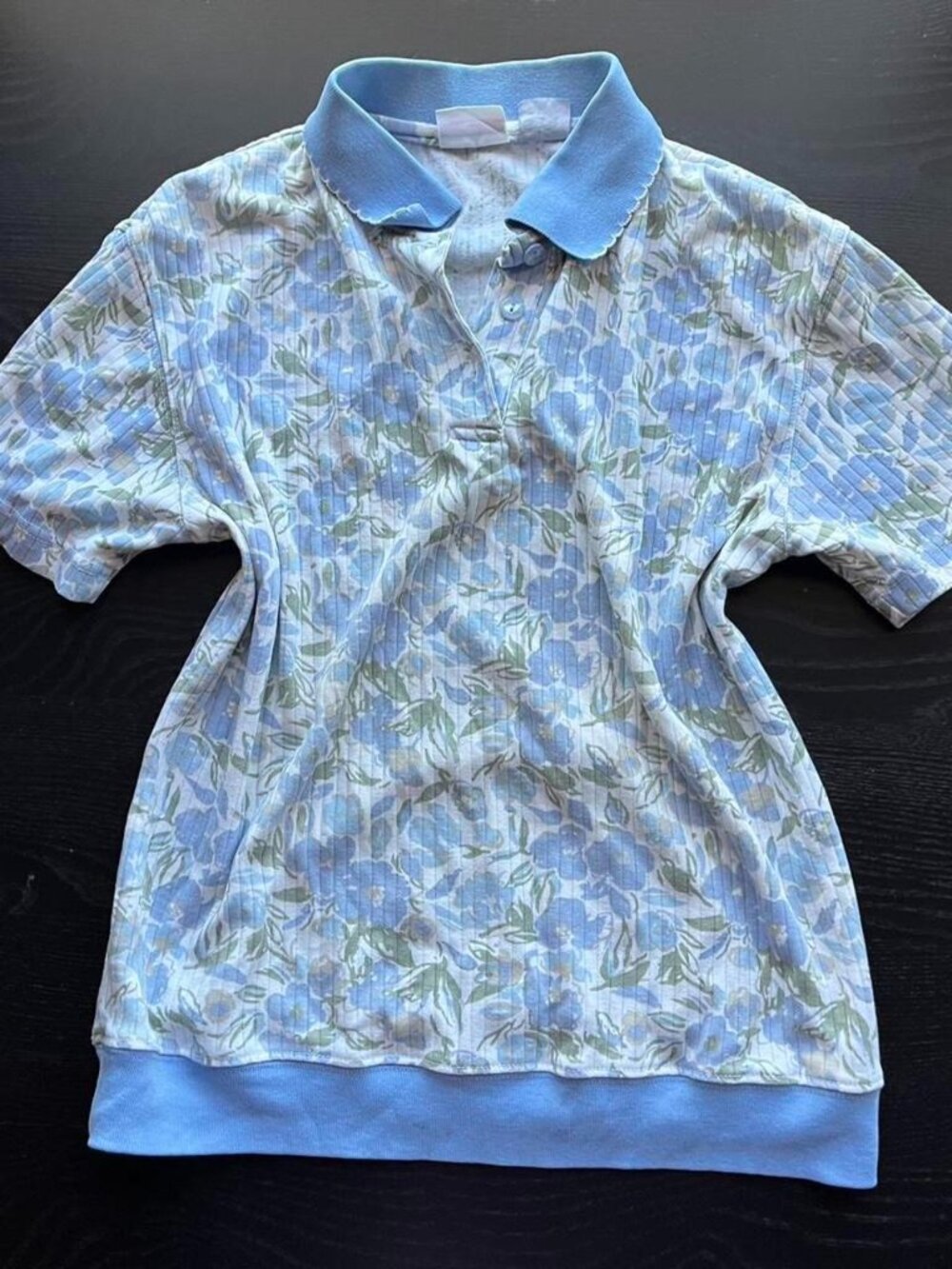 Vintage Bobbie Brooks Floral Ribbed Polo